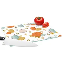 KitchenYeah Glazen Snijplank - 28x20 - Pompoen - Herfst - Patroon - Snijplanken Glas