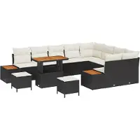 vidaXL Tuinbank Set 12 st 11-Aantal zitplaatsen Zwart Poly rattan