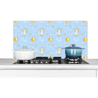 KitchenYeah Spatscherm keuken 100x50 cm - Kookplaat achterwand Patronen - High tea - Thee - Muurbeschermer - Spatwand fornuis - Hoogwaardig aluminium