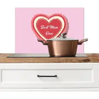 KitchenYeah Spatscherm keuken 70x50 cm - Kookplaat achterwand Tekst - Hartje - Moeder - Roze - Muurbeschermer - Spatwand fornuis - Hoogwaardig aluminium