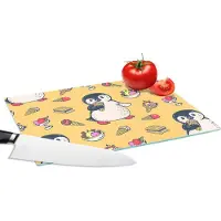 KitchenYeah Glazen Snijplank - 28x20 - IJs - Pinguïn - Pooldieren - Kinderen - Design - Snijplanken Glas
