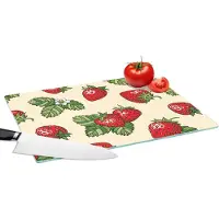 KitchenYeah Glazen Snijplank - 39x28 - Aardbeien - Fruit - Patronen - Snijplanken Glas