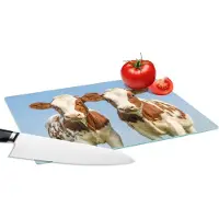 KitchenYeah Glazen Snijplank - 28x20 - Koeien - Lucht - Dieren - Boerderij - Portret - Snijplanken Glas