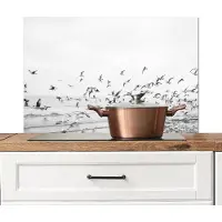 KitchenYeah Spatscherm keuken 90x60 cm - Kookplaat achterwand Zee - Vogels - Natuur - Zeemeeuwen - Muurbeschermer - Spatwand fornuis - Hoogwaardig aluminium