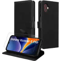 Kwmobile telefoonhoesje geschikt voor Samsung Galaxy Xcover6 Pro hoesje - Smartphone case met pasjeshouder - RFID-blokkering en screenprotector - In zwart