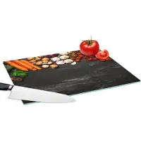 KitchenYeah Glazen Snijplank - 39x28 - Wortel - Groente - Kruiden - Specerijen - Rustiek - Snijplanken Glas