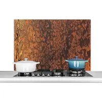 KitchenYeah Spatscherm keuken 100x65 cm - Kookplaat achterwand Retro - Staal - Metalen - Roest print - Muurbeschermer - Spatwand fornuis - Hoogwaardig aluminium