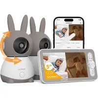 IeGeek 2K Split-Screen Babyfoon - 5" Audio Babyfoon met 2 Camera's - WiFi Smartphone Video Dubbele Camera - Nachtzicht - Tweerichtingsgesprek
