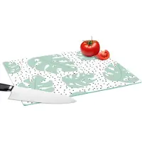 KitchenYeah Glazen Snijplank - 39x28 - Stippen - Monstera - Patronen - Snijplanken Glas