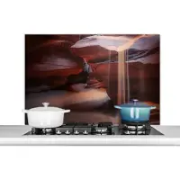 KitchenYeah Spatscherm keuken 100x65 cm - Kookplaat achterwand Landschap - Grot - Zand - Natuur - Muurbeschermer - Spatwand fornuis - Hoogwaardig aluminium