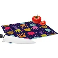 KitchenYeah Glazen Snijplank - 28x20 - Patronen - Kroon - Kleuren - Jongens - Kinderen - Kids - Snijplanken Glas