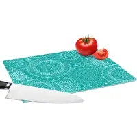 KitchenYeah Glazen Snijplank - 28x20 - Patroon - Zonnebloemen - Mandala - Snijplanken Glas