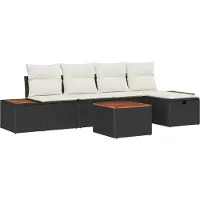 vidaXL Tuinbank Set 6 st Zwart poly rattan