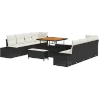 vidaXL Tuinbank Set Zwart Poly rattan