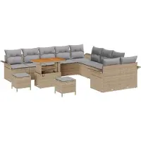 vidaXL Tuinbank Set 13 st 12-Aantal zitplaatsen Beige en Lichtgrijs