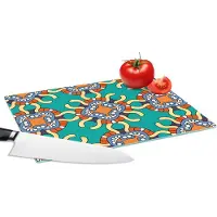 KitchenYeah Glazen Snijplank - 28x20 - Patronen - Abstract - Groen - Snijplanken Glas