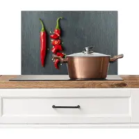 KitchenYeah Spatscherm keuken 60x40 cm - Kookplaat achterwand Peper - Rood - Specerijen - Grijs - Groen - Muurbeschermer - Spatwand fornuis - Hoogwaardig aluminium