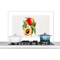 KitchenYeah Spatscherm keuken 100x65 cm - Kookplaat achterwand Perzik - Eten - Fruit - Muurbeschermer - Spatwand fornuis - Hoogwaardig aluminium