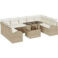 vidaXL Tuinbank Set 10 st Beige Poly rattan