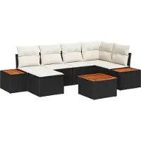 vidaXL Tuinbank Set 7 st 6-Aantal zitplaatsen Zwart en Crème