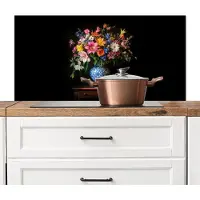 KitchenYeah Spatscherm keuken 100x50 cm - Kookplaat achterwand Kleur - Vaas - Bloemen - Boeket - Muurbeschermer - Spatwand fornuis - Hoogwaardig aluminium