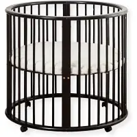 Buxibo – Baby Box – Ronde Houten Speelbox – Playpen in Hoogte Vertelbaar – Inclusief Matras – 91x91x85 cm – Zwart
