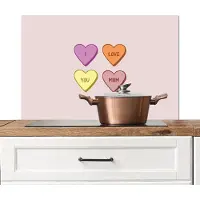 KitchenYeah Spatscherm keuken 90x60 cm - Kookplaat achterwand Hartjes - Pastel - Liefde - Moeder - Muurbeschermer - Spatwand fornuis - Hoogwaardig aluminium