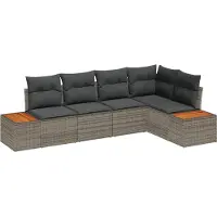 vidaXL Tuinbank Set 5 st 5-Aantal zitplaatsen Grijs Poly rattan