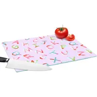 KitchenYeah Glazen Snijplank - 39x28 - Alfabet - Letters - Patroon - Snijplanken Glas