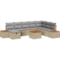 vidaXL Tuinbank Set 9 st Beige poly rattan