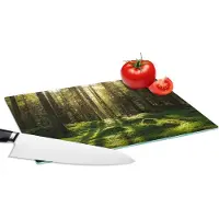 KitchenYeah Glazen Snijplank - 28x20 - Bomen - Bos - Mos - Planten - Zon - Natuur - Snijplanken Glas