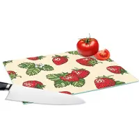 KitchenYeah Glazen Snijplank - 28x20 - Aardbeien - Fruit - Patronen - Snijplanken Glas