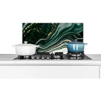 KitchenYeah Spatscherm keuken 60x30 cm - Kookplaat achterwand Marmerlook - Goud - Groen - Glitter - Design - Marmer print - Muurbeschermer - Spatwand fornuis - Hoogwaardig aluminium