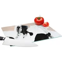 KitchenYeah Glazen Snijplank - 28x20 - Zwart - Abstract - Design - Snijplanken Glas