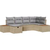vidaXL Tuinbank Set Beige poly rattan