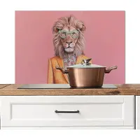 KitchenYeah Spatscherm keuken 90x60 cm - Kookplaat achterwand Leeuw - Pak - Geruit - Bril - Muurbeschermer - Spatwand fornuis - Hoogwaardig aluminium
