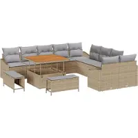 vidaXL Tuinbank Set 13 st 12-Aantal zitplaatsen Beige poly rattan