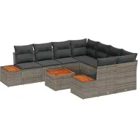 vidaXL Tuinbank Set 9 st Grijs Poly rattan
