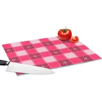 KitchenYeah Glazen Snijplank - 39x28 - Roze - Patronen - Bloemen - Snijplanken Glas