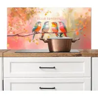 KitchenYeah Spatscherm keuken 100x50 cm - Kookplaat achterwand Vogels - Tak - Quote - Roze - Muurbeschermer - Spatwand fornuis - Hoogwaardig aluminium