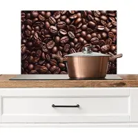 KitchenYeah Spatscherm keuken 60x40 cm - Kookplaat achterwand Bonen - Close-up - Donkerbruin - Muurbeschermer - Spatwand fornuis - Hoogwaardig aluminium