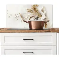 KitchenYeah Spatscherm keuken 90x45 cm - Kookplaat achterwand Bloem - Hout - Tarwe - Muurbeschermer - Spatwand fornuis - Hoogwaardig aluminium