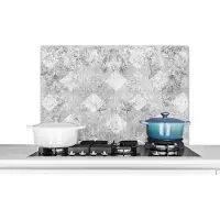 KitchenYeah Spatscherm keuken 80x55 cm - Kookplaat achterwand Marmer - Grijs - Structuren - Marmerlook - Vintage - Muurbeschermer - Spatwand fornuis - Hoogwaardig aluminium