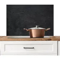 KitchenYeah Spatscherm keuken - Beton design - Grijs - Zwart - Industrieel - Keuken achterwand - Spatwand - 90x60 cm - Aluminium