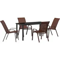 vidaXL Tuin Eettafel Set 5 st Bruin en Zwart Poedergecoat staal