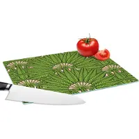 KitchenYeah Glazen Snijplank - 28x20 - Palmblad - Patronen - Jungle - Tropisch - Snijplanken Glas