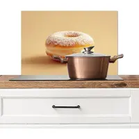 KitchenYeah Spatscherm keuken 70x50 cm - Kookplaat achterwand Donut - Romig - Poedersuiker - Beige - Muurbeschermer - Spatwand fornuis - Hoogwaardig aluminium