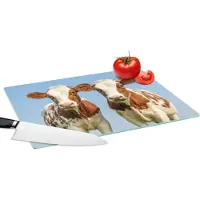 KitchenYeah Glazen Snijplank - 39x28 - Koeien - Lucht - Dieren - Boerderij - Portret - Snijplanken Glas