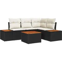 vidaXL Tuinbank Set 4 st 4-Aantal zitplaatsen Zwart en Crème