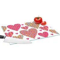 KitchenYeah Glazen Snijplank - 39x28 - Meisje - Hart - Love - Patronen - Girl - Kids - Kinderen - Kind - Snijplanken Glas